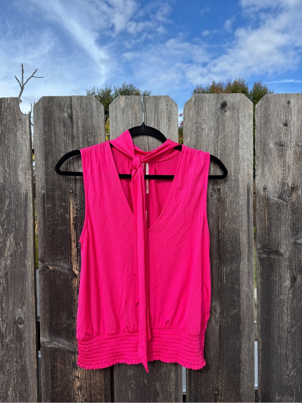 Brand New NWT Anthropologie Hot Pink Tie-Neck Sleeveless Tank